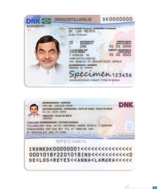 Download Denmark residence permit Photoshop template